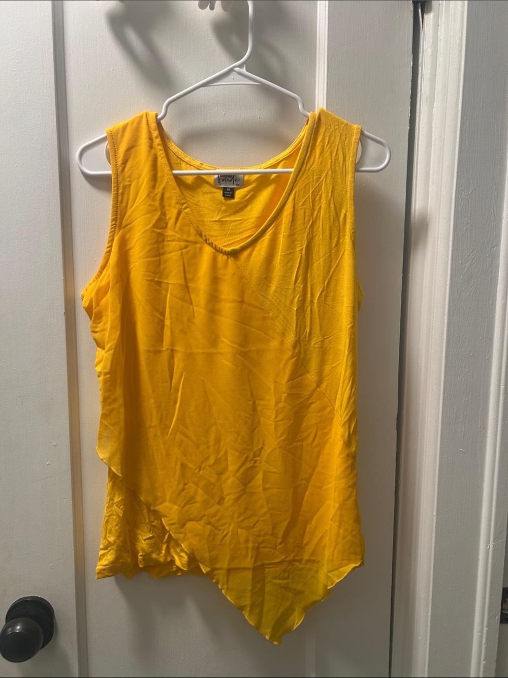 Yellow Sleeveless Asymmetrical V-Neck Tank Top
